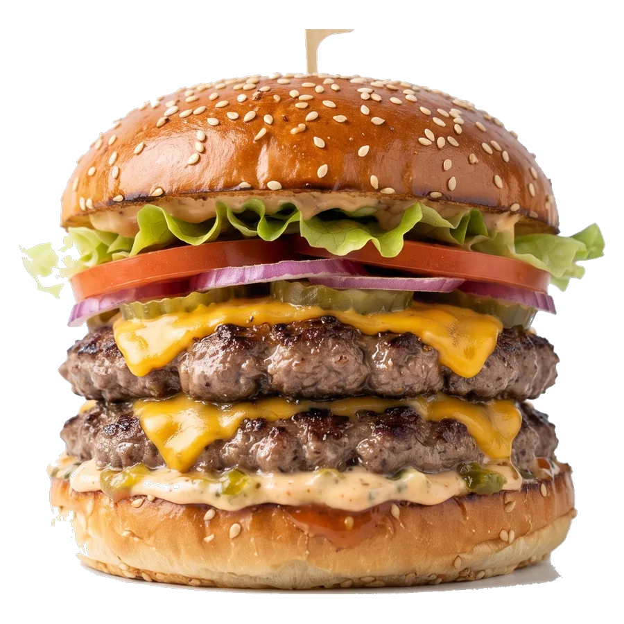 Doppelter Smash Burger, freigestellt
